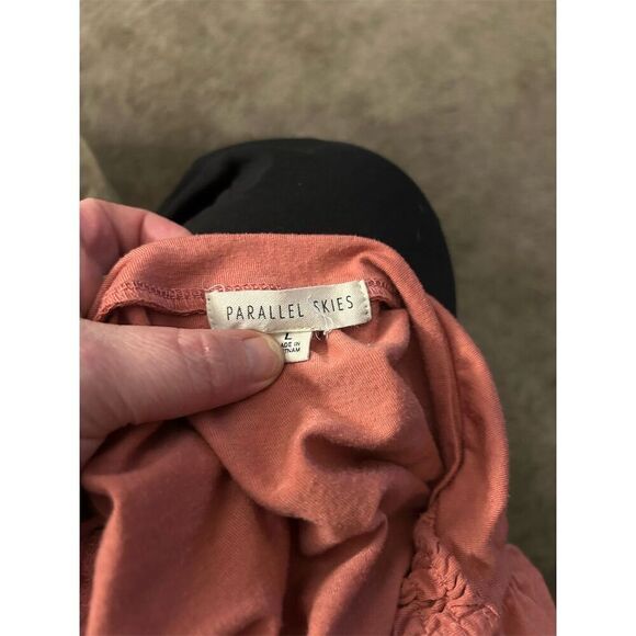 Women's parallel skies Pink V-Neck Ruffle Sleeve Blouse Size L Casual Spring Top - Picture 4 of 6